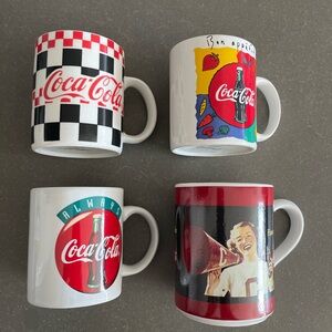 Lot Of 4 Preowned Coca-Cola Vintage Collectible Coffee Mugs